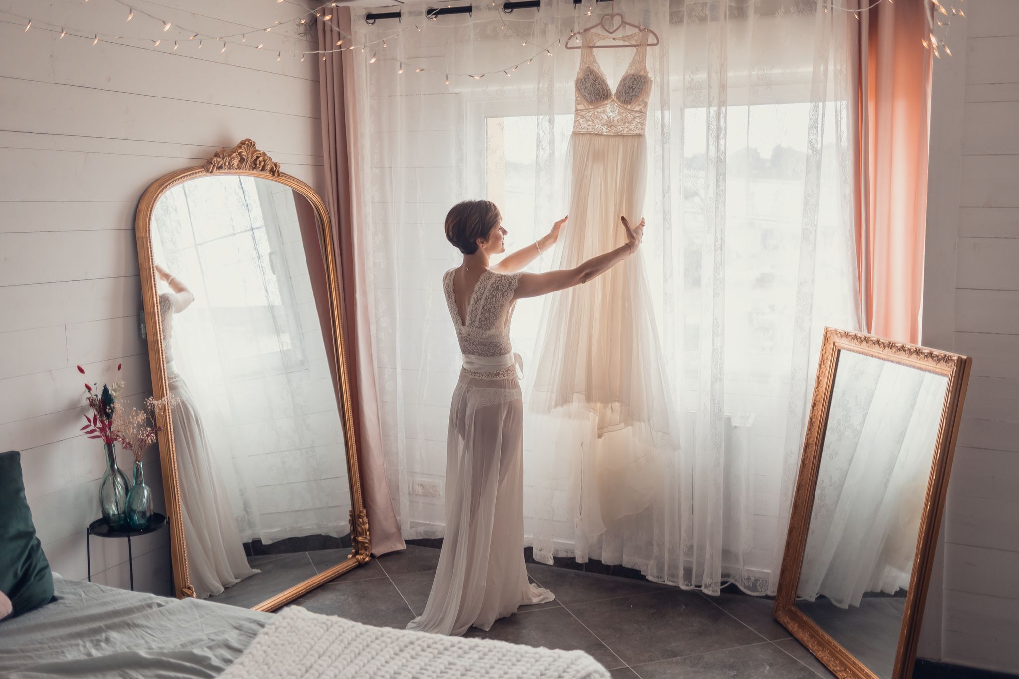 Séance Wedding Boudoir élégante au studio près du Mans en Sarthe